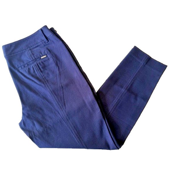 WHBM Navy Blue Back Seam Slim Leg Ankle Pants Slacks Size Zip Sz 12 Inseam 27 - Picture 2 of 11